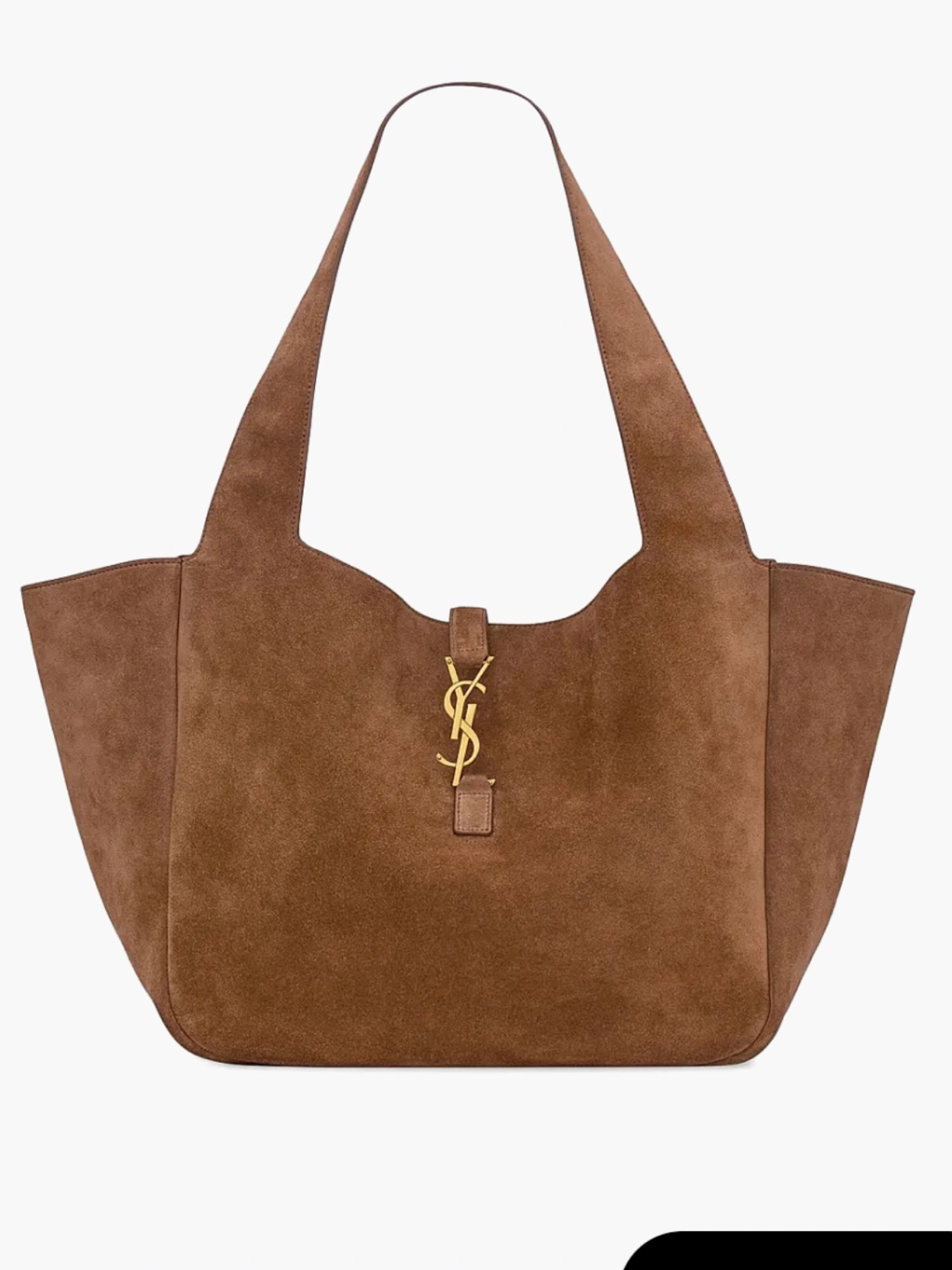 Saint Laurent Brown Suede Tote With Gold Ysl Emblem